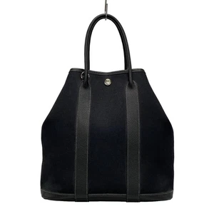 Auth HERMES Garden File PM Black Toile Officier Negonda Square H Tote Bag - Picture 1 of 20
