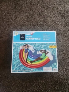 Member's Mark 2 Person Rainbow Pool Float, 2 Cupholders, 400lbs Cap (120" x 74") - Picture 1 of 4
