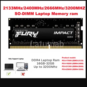 FURY IMPACT DDR4 RAM 32GB(2x16GB) 2133 2400 2666 3200 SODIMM Laptop Memory NEW - Picture 1 of 8