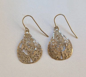 Vintage Sterling Silber filigran französische Draht Ohrhänger durchbohrt - Bild 1 von 3