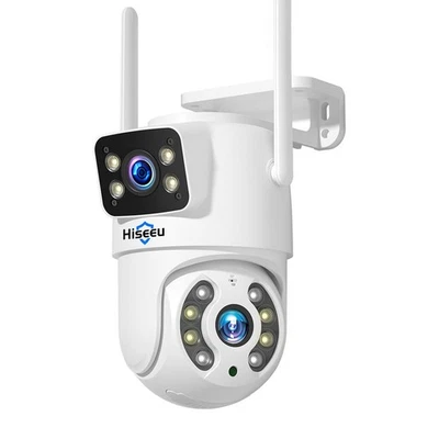 Cámara monitor inalámbrica Hiseeu WS318 6MP doble lente montaje en pared cámara WiFi inteligente