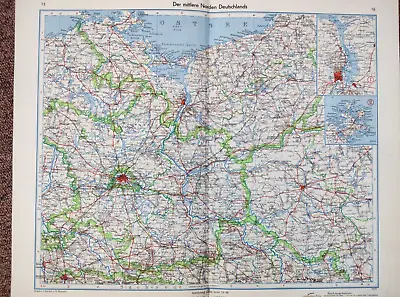 Alte Karte +Der Mittlere Norden Deutschlands 1943+Pommern Wartheland,2.Weltkrieg • 16.50€