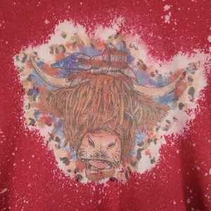 Jerzees Dri-Power Women's 2XL Bleach Spot Highland Cow Graphic T-Shirt - Picture 1 of 6