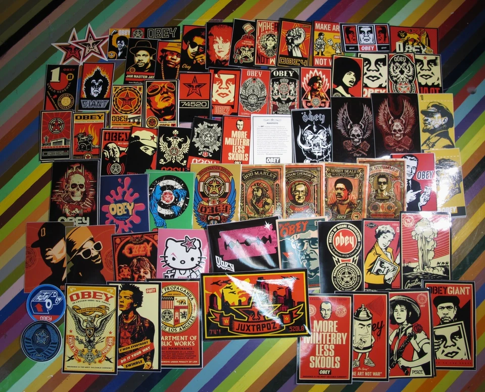 vtg 1990s 2000s graffiti art pop sticker -  Obey Flav Panel Marley + grp2 - Image 1 of 1