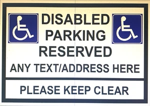 Personalised Disabled Parking Metal Sign Custom Print Any Name Text Waterproof - Picture 1 of 6