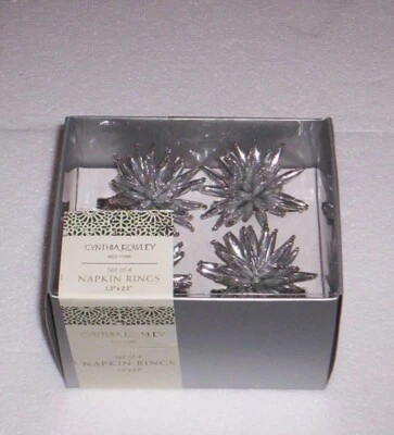  JUEGO DE 4 SERVILLETEROS CYNTHIA ROWLEY PLATA CUENTAS NUEVOS EN CAJA Foto 1 de 2