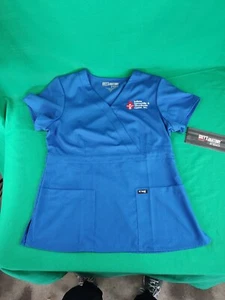 NWT Grey's Anatomy by Barco Scrub Top Royal Blue Professional Wear Ladies Large - Picture 1 of 10