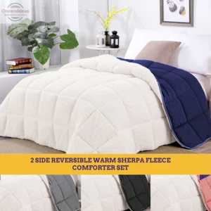 Shangri-La 3pc Sherpa Fleece Comforter Set | Reversible 2 Side Warm Comforter - Picture 1 of 5