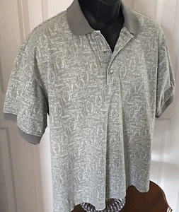 Columbia Mens Beige Cotton Knit Polo Shirt Fish Print Size Large - Picture 1 of 12