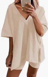 NEW Ekouaer Women's Oversized Pajamas 2 Piece Lounge Set Size XL - Picture 1 of 1