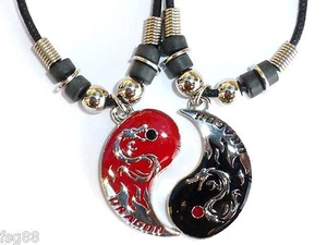 BEST FRIEND Color Dragon Yin Yang 2 Pendants Necklace Set BFF Friendship Ying - Picture 1 of 1