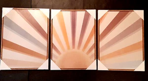 Boho Sun Wall Art Set of 3, Framed Canvas Wall Art Rainbow Sun Rising Art 12x16 - Picture 1 of 9