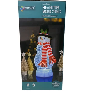 Christmas LED Glitter Water Spinner Snowman Figure 30cm High Dual Power Source - Picture 1 of 7