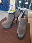Brown Heeled suede Zip Up ankle platform ladies boots size 4 New with labels