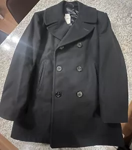 DSCP Sterling Wear of Boston 42R Wool US Navy Pea Coat Black USA - Picture 1 of 4