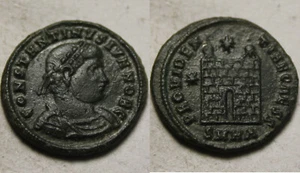 Constantine II as Caesar Rare genuine Ancient Roman coin Camp-gate star Heraclea - Picture 1 of 4