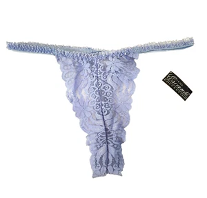 ESCANTE Light Blue Floral Stretch Lace String Thong Lingerie Panties Sz L NWT - Picture 1 of 8