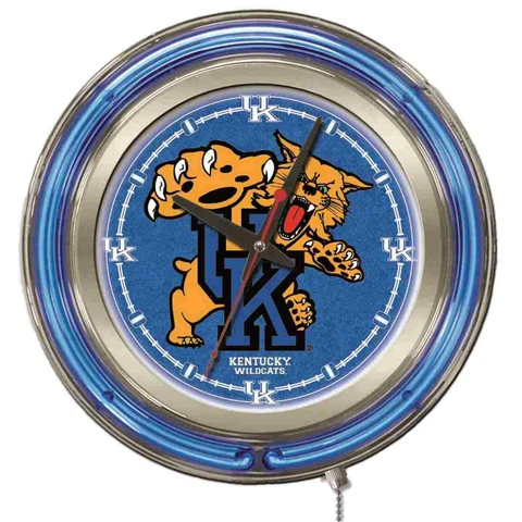 Kentucky Wildcats HBS Neon Blue Wildcat College Battery Powered Wall Clock (15") Cover