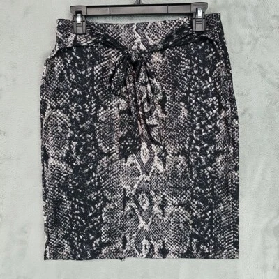 Halogen Pencil Skirt Womens PS Gray Snakeskin Print Tie Front Back Slit Office - Image 1 of 4