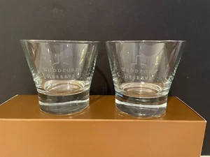 Two (2) Etched Woodford Reserve Bourbon Whiskey Rocks Glasses - Wide Mouth - Picture 1 of 9