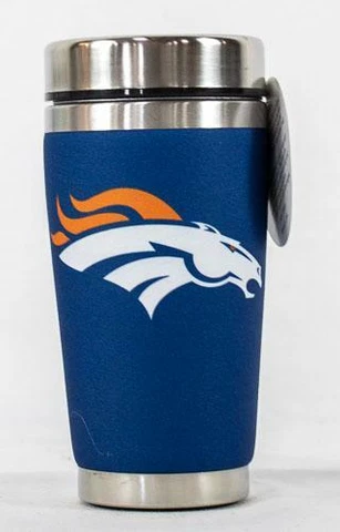 Denver Broncos Mugzie NFL Stainless Steel 16oz Travel Tumbler Coffee Mug Cup Cover