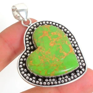 Copper Turquoise Gemstone Handmade 925 Sterling silver Pendant Size 2.6'' - Picture 1 of 1