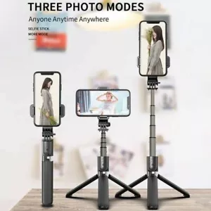L03 Aluminiumlegierung Faltbares Bluetooth Stativ Selfie Stick (Schwarz) - Bild 1 von 9