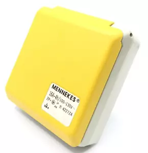 Mennekes 110v 16Amp 3-Pin 16A-4h/100-130v Panel Mount Socket 2P+E (4227ZA) IP44 - Picture 1 of 7
