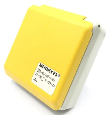 Mennekes 110v 16Amp 3-Pin 16A-4h/100-130v Panel Mount Socket 2P+E (4227ZA) IP44 - Image 1 of 4