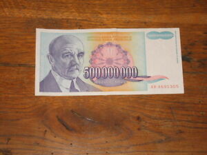 500 000 000 Jugoslawische Dinar Geldschein fast bankfrisch siehe Foto