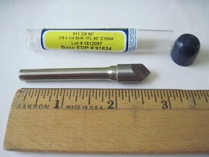 Ultra Tool 91624 Carbide Head Countersink 3/8" x 90°, 1FL, 1/4" Shank 2-5/8"OAL - Picture 1 of 4