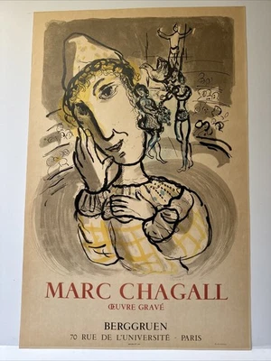PÓSTER LITOGRÁFICO MARC CHAGALL EXPOSICIÓN MOURLOT 1967 BERGGRUEN PARÍS FRANCIA Foto 1 de 4