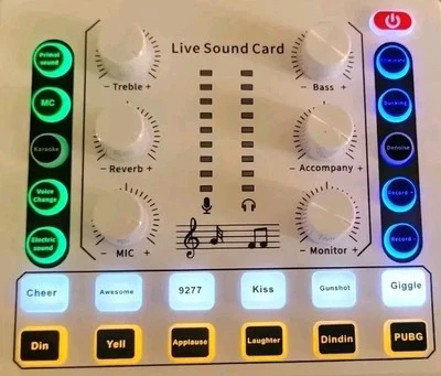 WIRELESS RECHARGEABLE LiveStreamMixer SoundCard Out/Input AUX CType MULTEffects  - Image 1 of 4