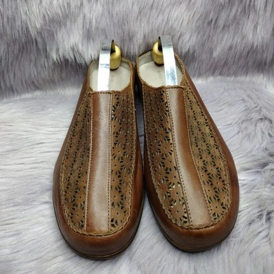 Easy Spirit Sedusk Block Heeled Leather Comfort Mules Womens Size 8 Brown Boho - Image 1 of 4