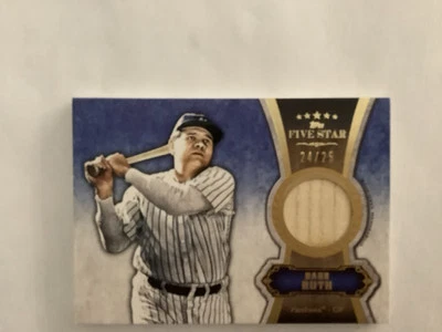 2012 Topps Five Star Babe Ruth Bat Relic GAME USED 24/25 JERSEY NUMBER  - Image 1 of 4