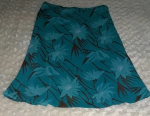 H & M teal floral skirt Tropical Fairy Office Siren Lined Flowy womens size 8 - Picture 1 of 6