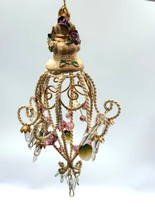 Applique da parete con perline albero di natale ornamento metallo arte shabby chic - Foto 1 di 7