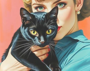 Buy 2 Get the 3rd FREE, 11x 14, Art PRINTS, Wall Art, Cat Art Print, Retro - Picture 1 of 3