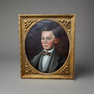 Antique Framed Oil on Canvas Portrait of a Young Man, American School, C1860 - Picture 1 of 13