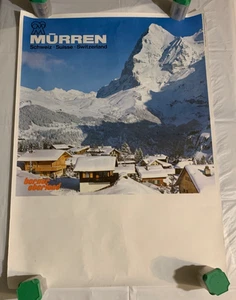 Poster Mürren Svizzera ~ Berner Oberland stampa vintage sci viaggio 27" x 19,25 - Foto 1 di 7