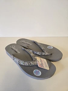 Sketchers Taupe Embellished Toe Post Sandals/Flip Flop Yoga Foam UK 7 . New  - Picture 1 of 5
