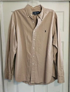 Ralph Lauren Men's Brown Button Down Shirt Silk 34%/66%Cotton Blend Size Large - Picture 1 of 6