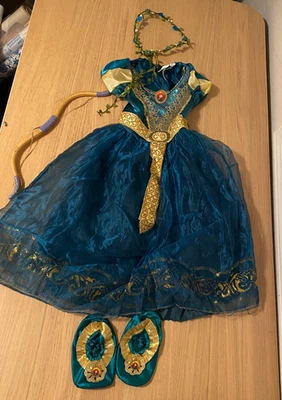 Disfraz Disney Princesa Mérida Brillante Bling Vestido de Baile Talla 4-6X Zapatos y Lazo Foto 1 de 4