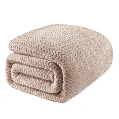  Manta Doble para Cama, Acogedoras Mantas Ligeras de Vellón Doble (90x66 IN) Camel Foto 1 de 4