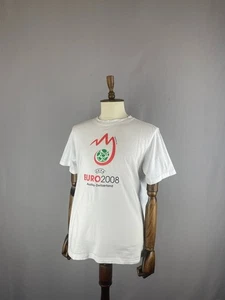 The Uefa Euro 2008 Mens Football Soccer Shirt Size L White Cotton Short Sleeve - Picture 1 of 6