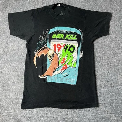 Vtg 1989 overkill Tour t-shirt Mens M Thrash Metal Concert Band Tee Goth Emo 80s - Image 1 of 4