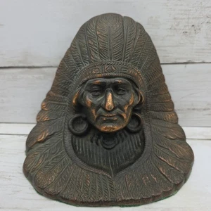 Antiguo sujetalibros jefe nativo americano bronce hierro fundido años 20 (único) Judd Mfg - Imagen 1 de 13