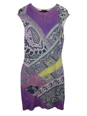 Vestido para mujer ETRO Milano suéter manga gorra tejido abstracto púrpura EU 42 US 12 Foto 1 de 4