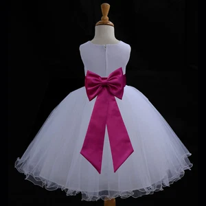 NEW WHITE PAGEANT FLOWER GIRL DRESS WEDDING 12-18m 2/3T 4/5T 6 6X 7 8 9 10 11 12 - Picture 1 of 39