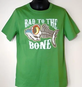 NEW Gap Kids Green Bad to the Bone Fish Skeleton Applique Short Sleeve Shirt - Picture 1 of 7